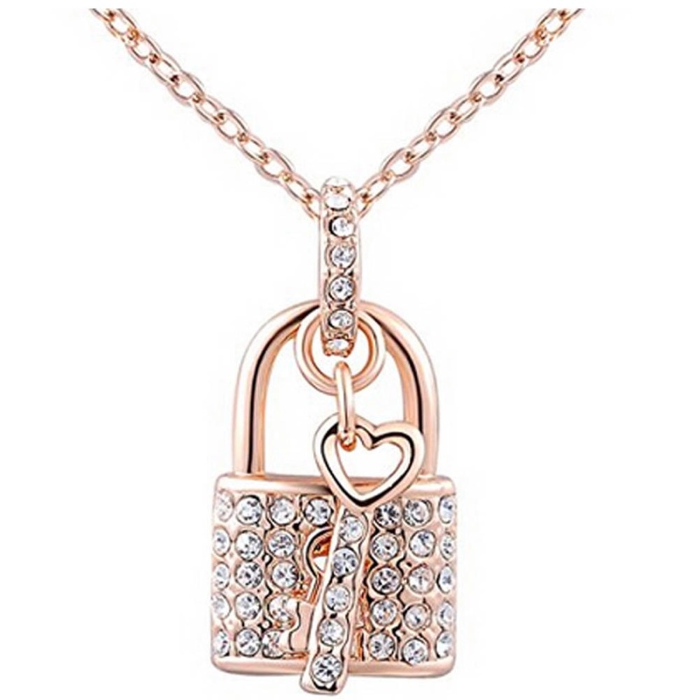 Lock & Key Crystal Necklace
